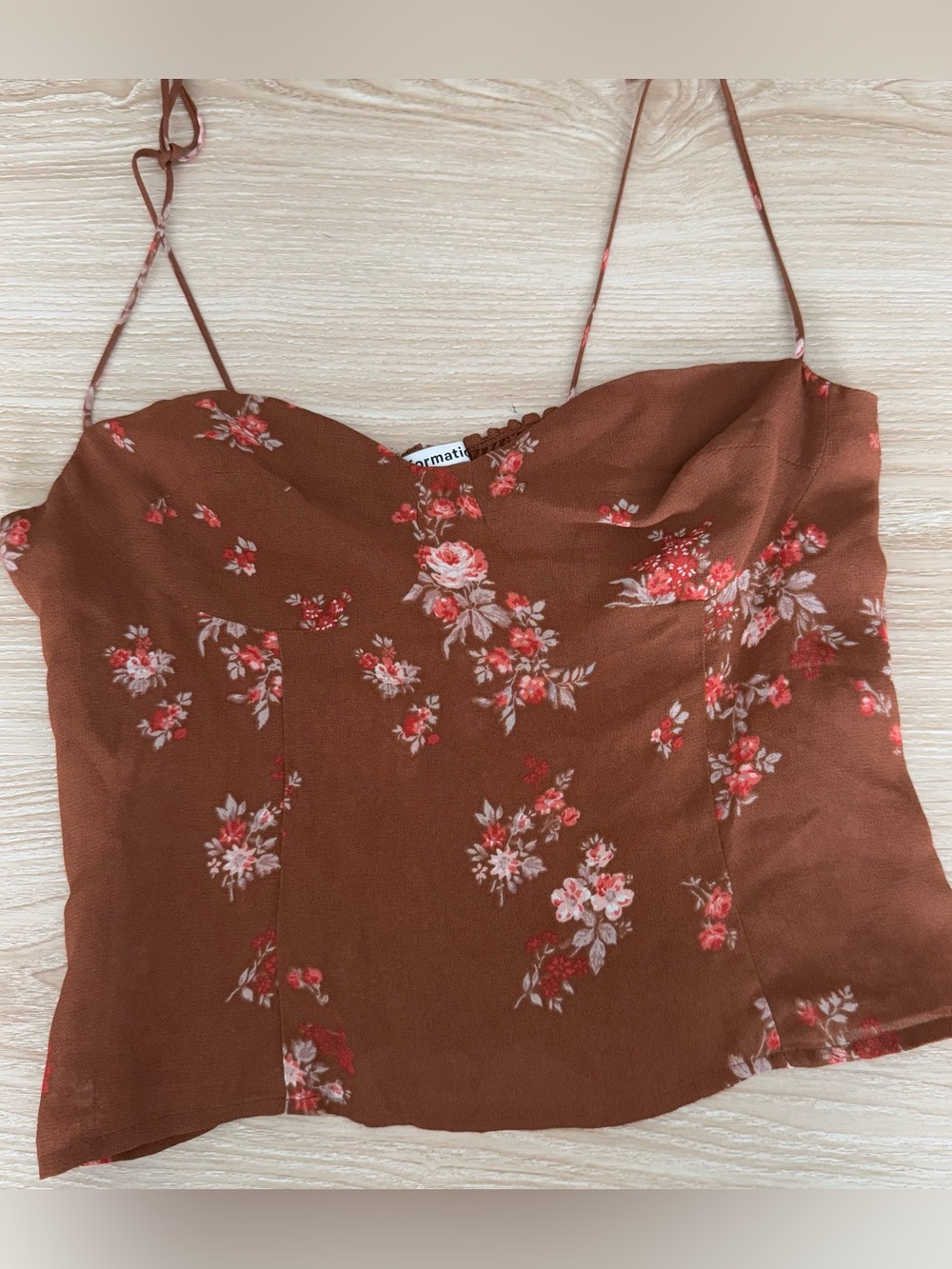 Reformation 2 Bustier Cami Top Nona Light Brown Floral Cottage Coquette Fairy